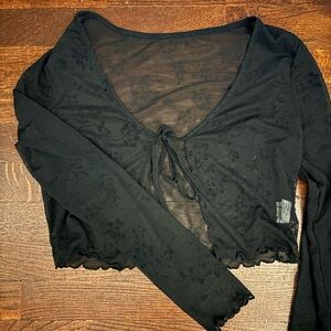 Lace tie front top
